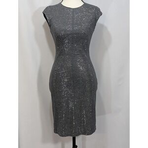 Rebecca Taylor Gray Studded Wool‎ Blend Bodycon Dress Cap Sleeve Small